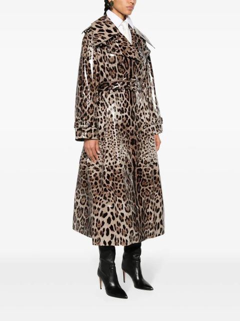 Dolce & Gabbana leopard-print belted trench coat - Neutrals