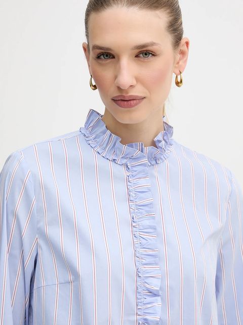 OUI koszula damska kolor niebieski regular ze stójką 96070