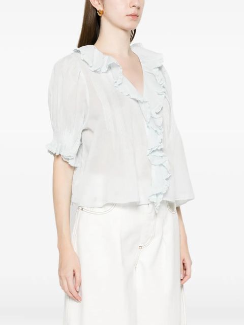 DÔEN Henri ruffled blouse - Blue