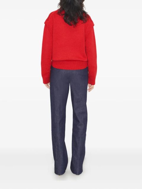 Tory Burch zip v-neck sweater - Red