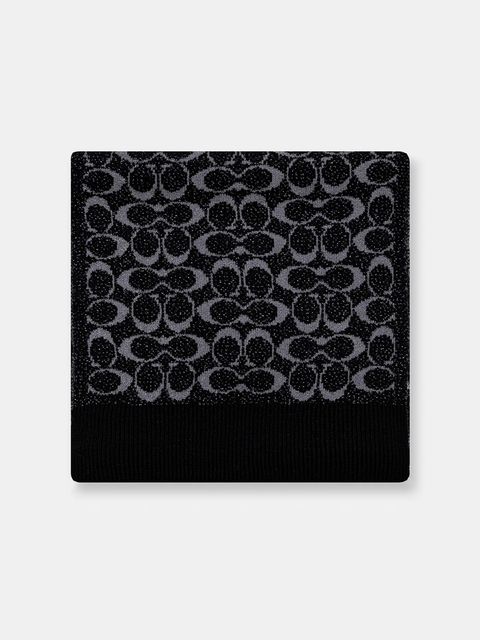 Coach szalik z dodatkiem wełny damski kolor czarny gładki 29COWC540468