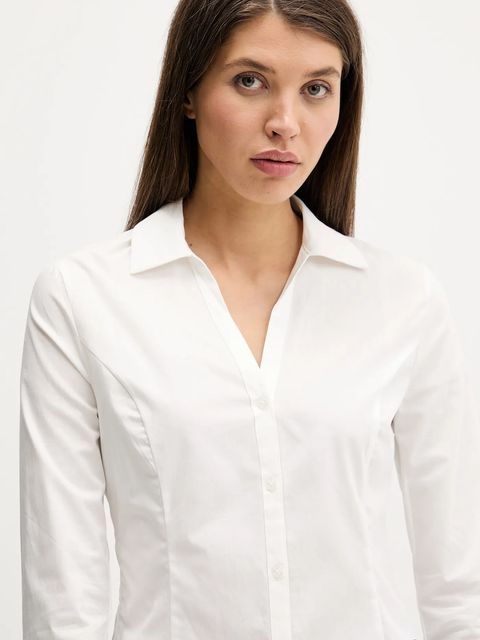 Tommy Jeans koszula damska kolor beżowy slim z kołnierzykiem klasycznym DW0DW22604