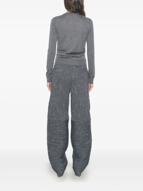 Tory Burch logo-embroidered wool sweater - Grey