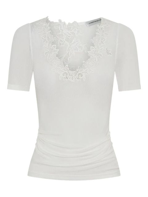 Christopher Esber lace-trim T-shirt - White - zdjęcie produktu nr 1