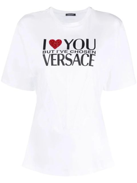 Versace slogan-print cotton T-shirt - White - zdjęcie produktu nr 1