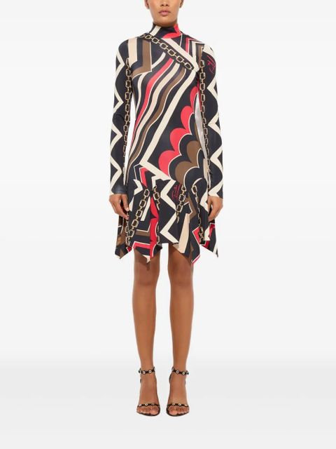 PUCCI istrice-print satin dress - Black