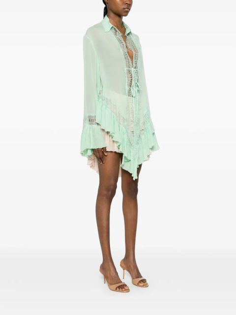 Blumarine lace ruffled blouse - Green