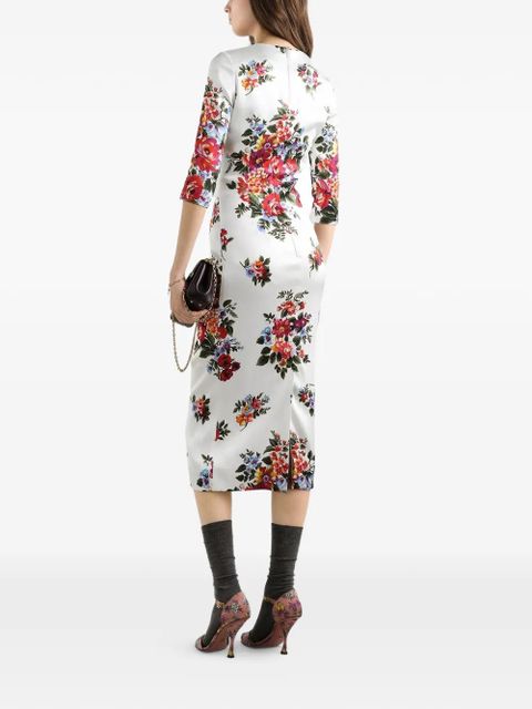 Dolce & Gabbana floral-print split midi dress - White