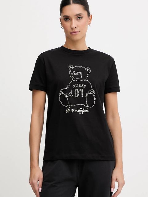 Guess t-shirt bawełniany damski kolor czarny V5BI16 K8FQ4 - zdjęcie produktu nr 1