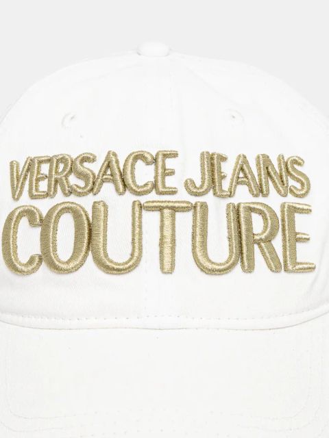 Versace Jeans Couture czapka z daszkiem bawełniana damska kolor biały z aplikacją 78HAZK32 ZG365