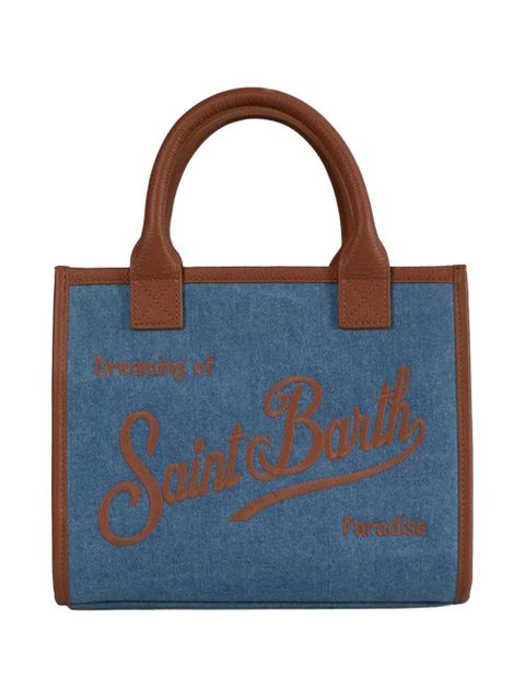 MC2 Saint Barth logo-embroidered leather-trim shoulder bag - Blue - zdjęcie produktu nr 1