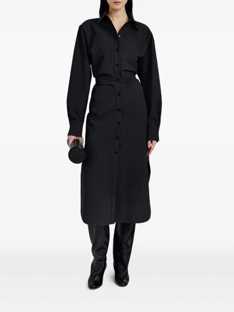 Proenza Schouler buttoned-down cinched shirt midi day dress - Black