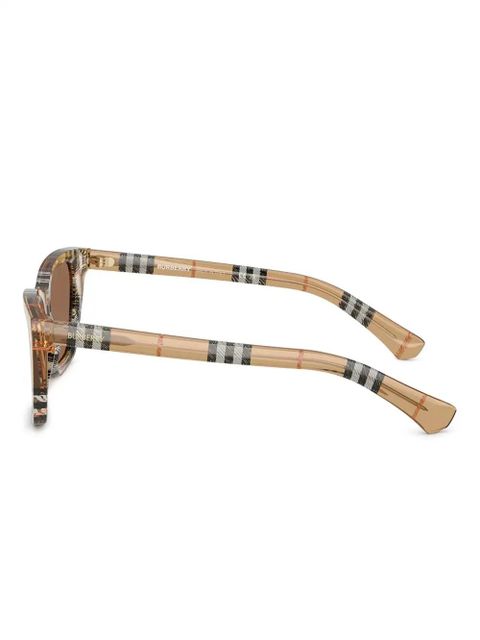 Burberry Eyewear tartan-pattern geometric-frame sunglasses - Neutrals
