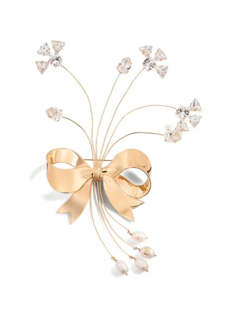 Valentino Garavani papier floral brooch in metal, pearl and Swarovski® crystals - Gold - zdjęcie produktu nr 1