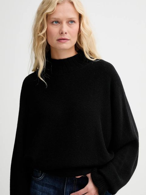 Twinset sweter z dodatkiem wełny damski kolor czarny lekki 252TT3353