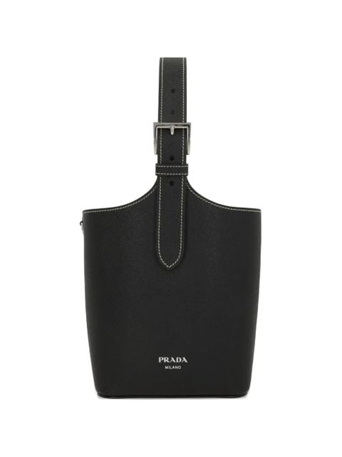 Prada logo-embossed bucket bag - Black - zdjęcie produktu nr 1