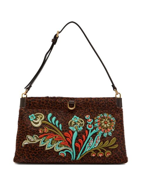 ETRO embroidered leopard-print shoulder bag - Brown - zdjęcie produktu nr 1