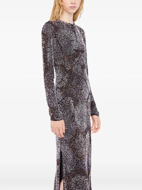 Rabanne long-sleeve pearl crepe dress - Black