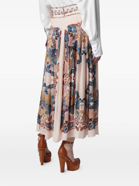 FARM Rio belted floral midi skirt - Neutrals