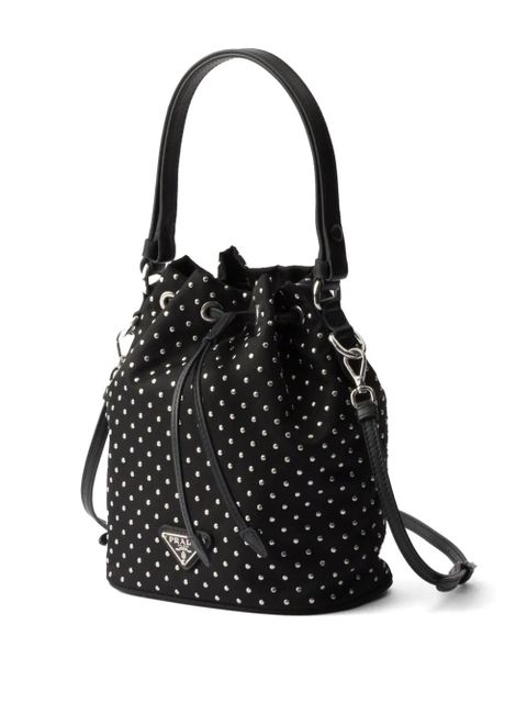 Prada Re-Nylon stud-embellished bucket bag - Black