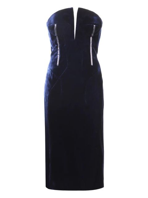 TOM FORD strapless velvet midi dress - Blue - zdjęcie produktu nr 2