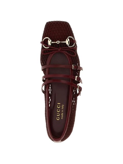 Gucci horsebit strap ballet flats - Red