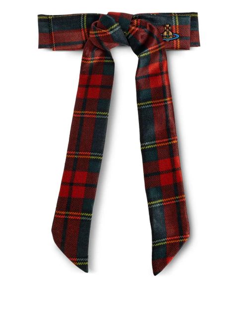 Vivienne Westwood tartan orb-detail hair accessory - Red