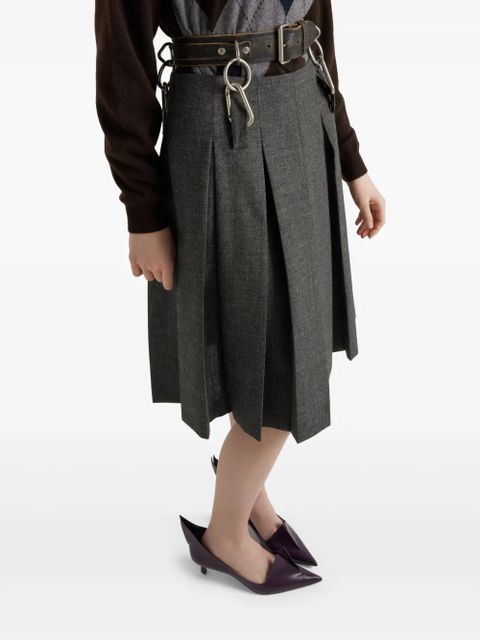 Prada belted pleated midi skirt - Grey