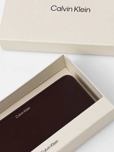 Calvin Klein portfel skórzany damski kolor bordowy LV04F1093G