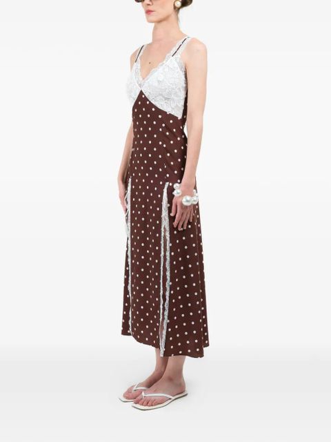 Rowen Rose polka-dots lace maxi dress - Brown
