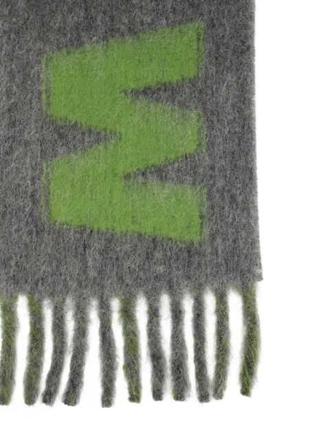 Marni striped fringed scarf - Green