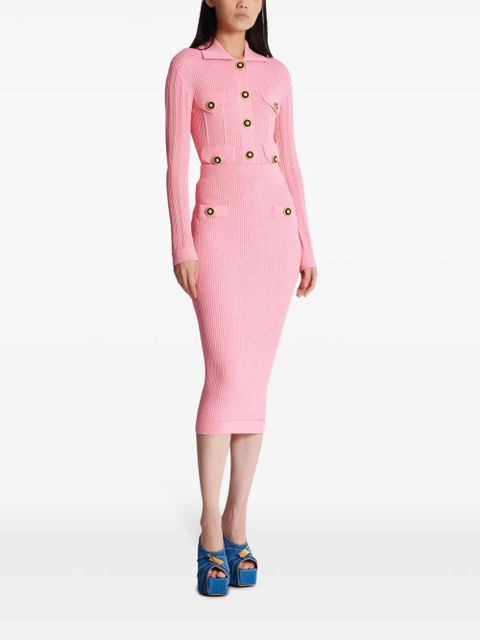 Balmain knitted midi skirt - Pink