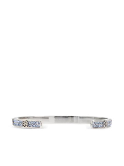 Tory Burch rhinestone-embellished logo bracelet - Silver