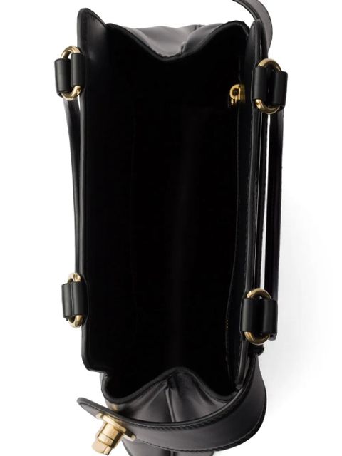 Prada logo-stamp leather tote bag - Black