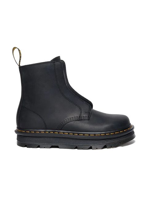 Dr. Martens botki skórzane ZebZag Laceless kolor czarny na płaskim obcasie lekko ocieplone DM42653001 - zdjęcie produktu nr 1