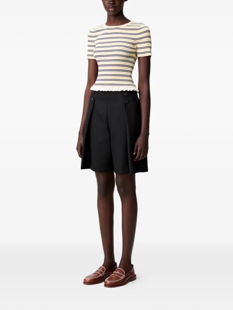 Claudie Pierlot striped ruffled-hem T-shirt - Neutrals