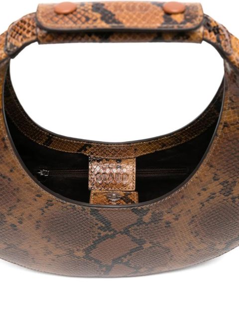 STAUD Moon snakeskin handle tote bag - Brown