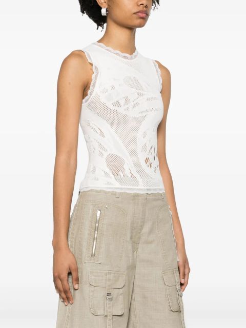Blumarine lace-trim tank top - White