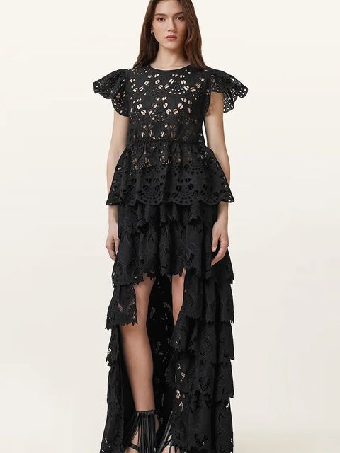 AllSaints spódnica CAVARLY kolor czarny maxi rozkloszowana W096RC - zdjęcie produktu nr 1