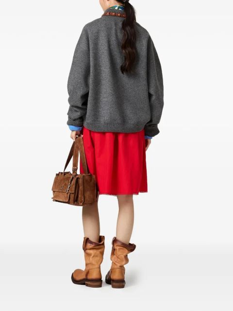 Miu Miu half-zip embroidered-logo sweater - Grey
