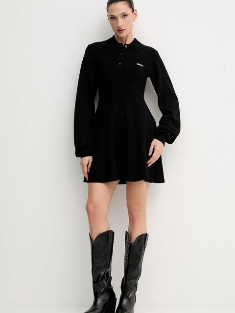 Rotate sukienka z dodatkiem wełny kolor czarny mini rozkloszowana 115488100 - zdjęcie produktu nr 2