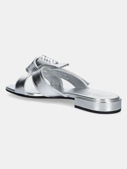 Kenzo klapki skórzane Mule damskie kolor srebrny FE62MU125L77.AG