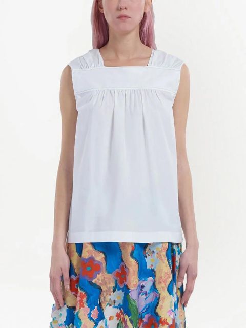 Marni ruched sleeveless cotton top - White