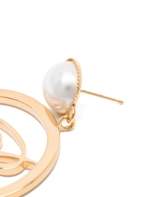 Blumarine faux-pearl logo earrings - Gold