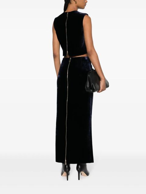 FENDI zip-embellished velvet maxi skirt - Blue - zdjęcie produktu nr 2