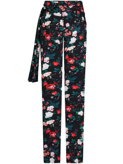 Rabanne floral-print straight trousers - Black - zdjęcie produktu nr 1
