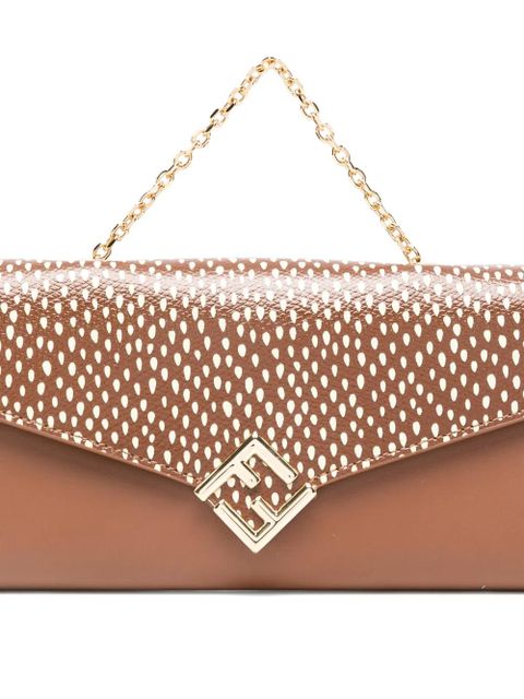 FENDI FF-logo chain-strap leather mini bag - Brown