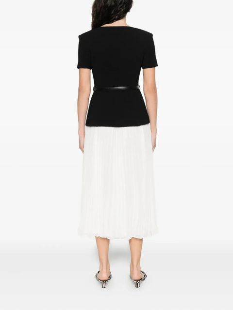 Self-Portrait short sleeve midi dress - Black