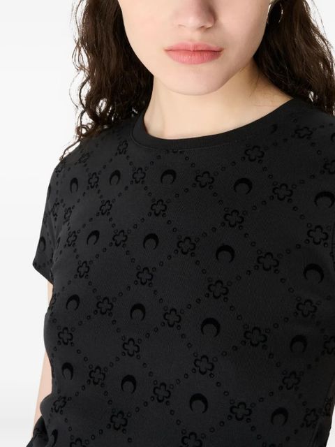 Marine Serre moonogram flocked T-shirt - Black