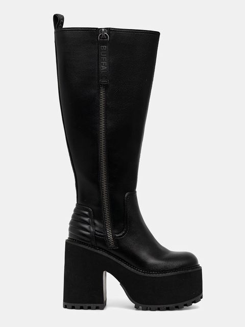 Buffalo kozaki Killah Hi Zip damskie kolor czarny na słupku 1220079-BLK